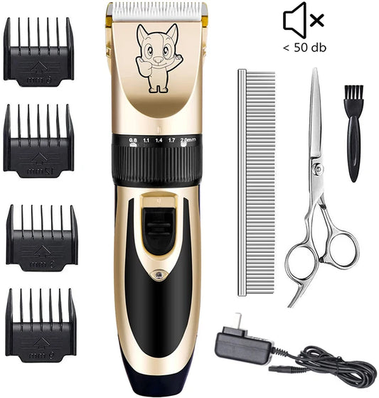 Cordless Pet Clippers with Low Noise – Complete Grooming Kit for Dogs & Cats