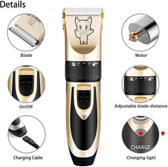 Cordless Pet Clippers with Low Noise – Complete Grooming Kit for Dogs & Cats